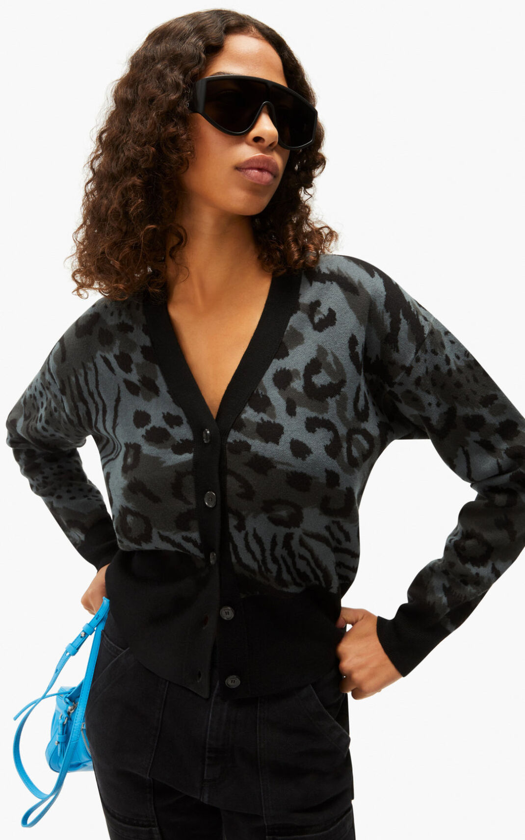 Cárdigan Kenzo Archive Leopard merino wool Mujer Gris - SKU.0020665